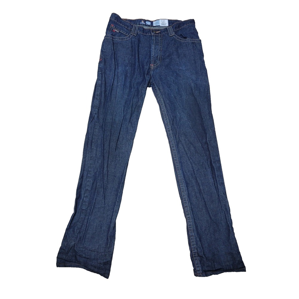 Lapco‎ FR Mens 34x36 Blue Denim Jeans P-INDM10 Fire Workwear Bootcut